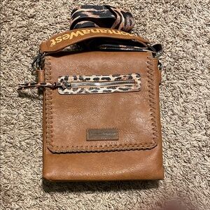 Montana West Tan Crossbody Bag with Leopard Detail